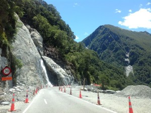 Haast Pass at site of landslide.